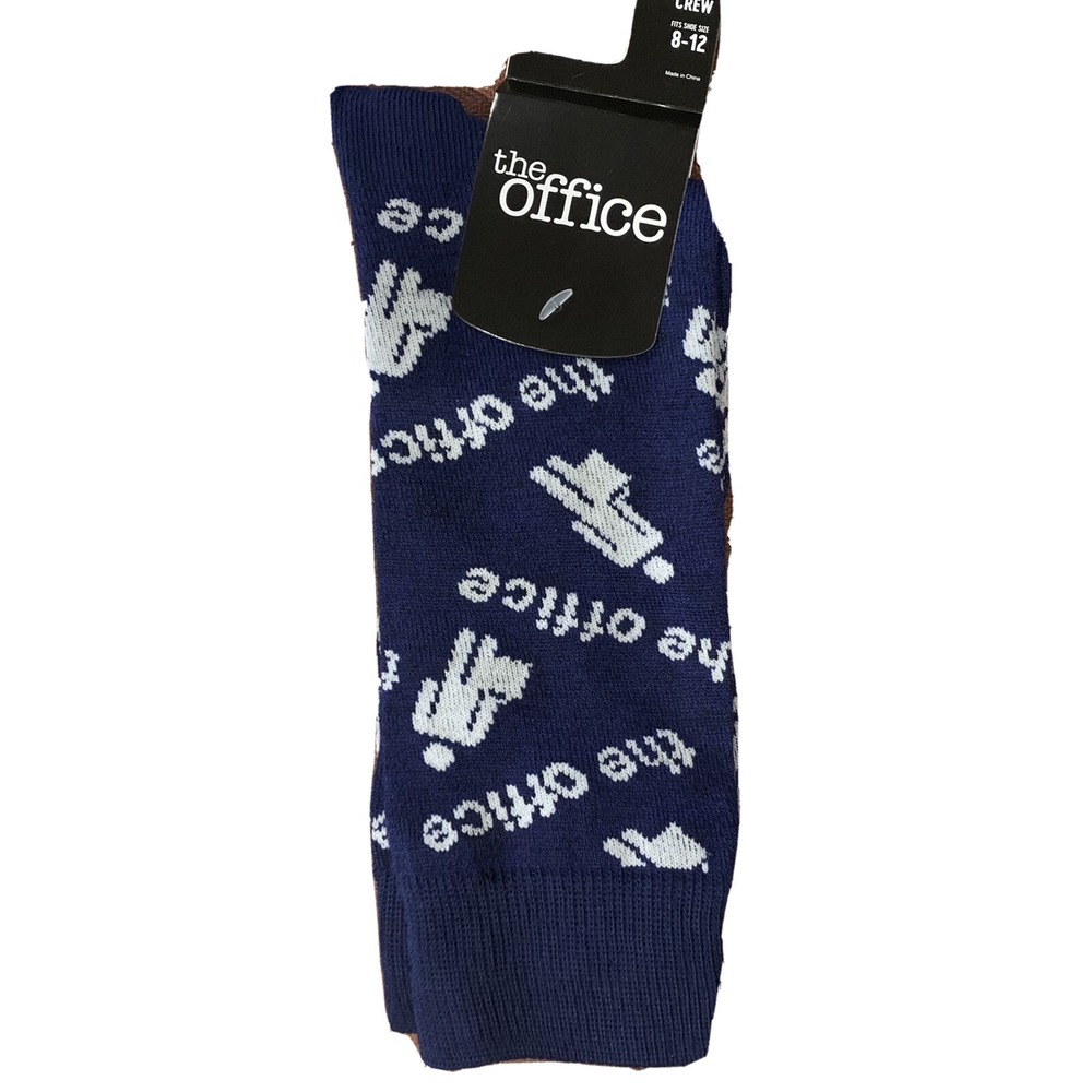 The Office Crew Socks Mens 10-13 Fits Shoe Size 8-12 New with Tags Blue White